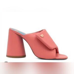 Size 8 Valentina Made In Italy   Coral Open-Toe Block Heel Mule Retail 370$
